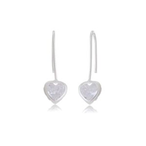 Brinco Gancho Coração Zircônia Cristal