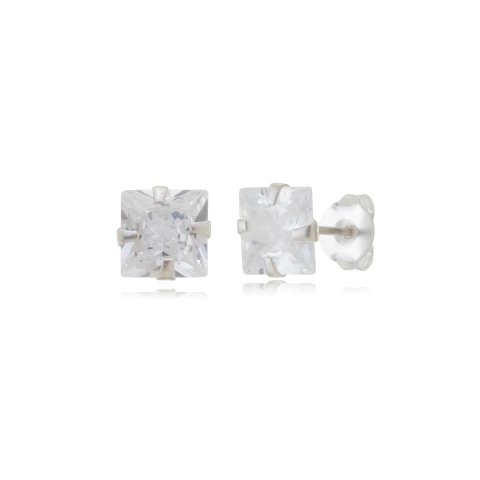 Brinco Quadrado Zircônia Cristal