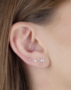 Trio de Brincos Zircônia Cristal Prata 925