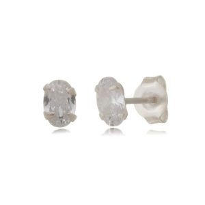 Brinco Oval Zircônia Cristal