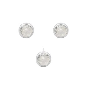 Conjunto Brinco e Pingente Zircônia Cristal